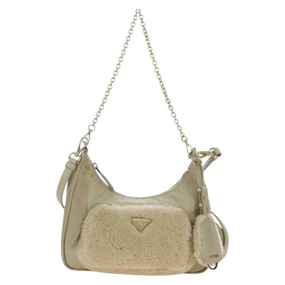 Prada Nylon Chain Shoulder Bag Beige